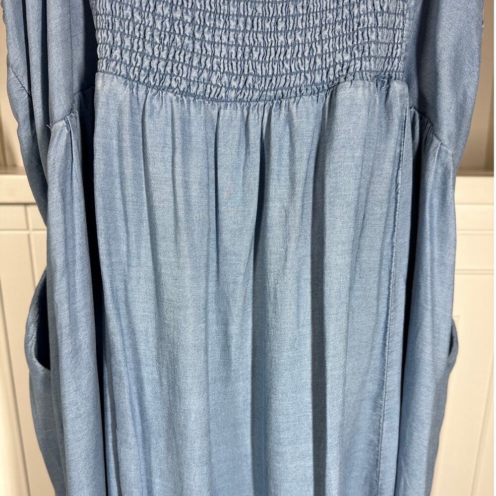 Torrid Tea Length Chambray Button Front Midi Dress Blue Sleeveless Sz 4X Casual - Picture 9 of 16
